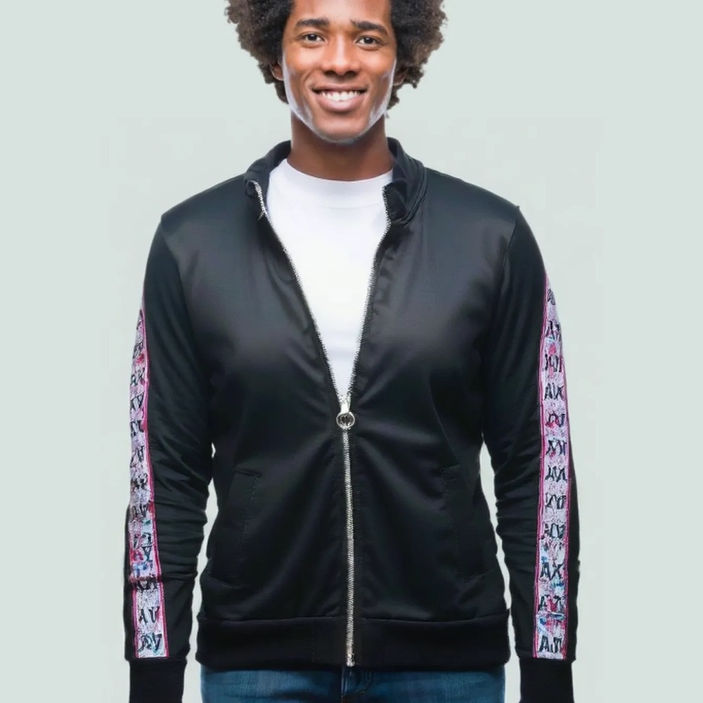 Armani Exchange Black Jacket with Armani Lettering Details Small Unisex